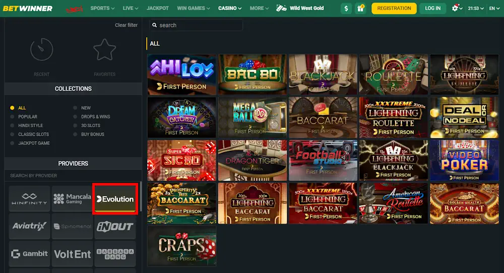 Betwinner Evolution Games Screenshot